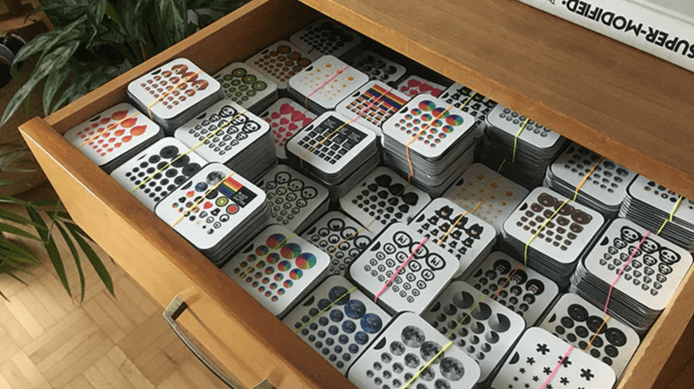 My living room drawer packed with CamTag glue-free privacy stickers