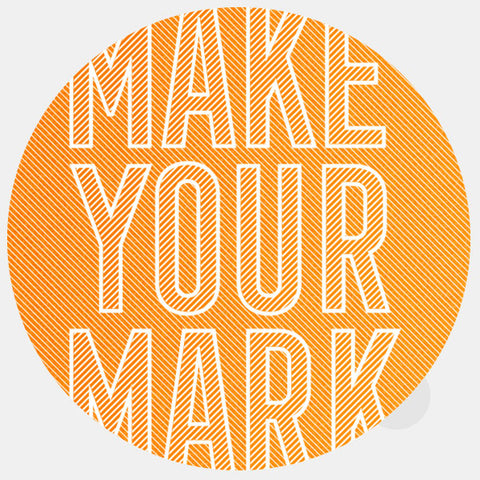 neon orange "MakeYourMark" reusable macbook sticker tabtag