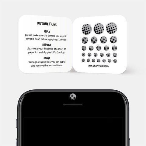 spacegray "dot pattern 1" reusable privacy sticker CamTag on phone