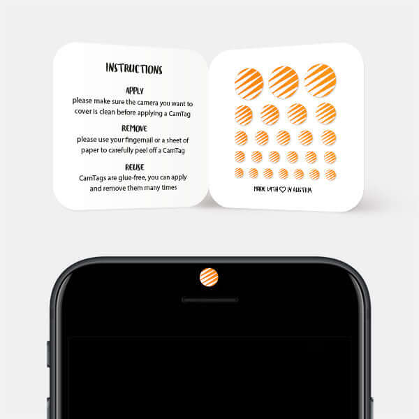alternate line pattern cover for smartphone front lens — neon orange Line Pattern 4 CamTag