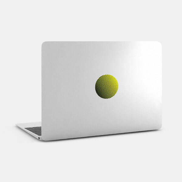 neon yellow line pattern 4 reusable macbook sticker tabtag on a laptop