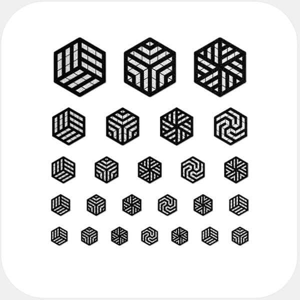 webcam privacy sticker sheet with 25 reusable multi-size covers for phones laptops tablets and desktop computers – silver Hexagon Set CamTag