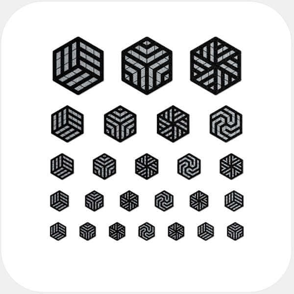 webcam privacy sticker sheet with 25 reusable multi-size covers for phones laptops tablets and desktop computers – spacegray Hexagon Set CamTag