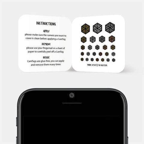 golden silver spacegray copper "hexagon set 3" reusable privacy sticker CamTag sets on phone