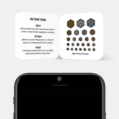 golden silver spacegray copper "hexagon set 4" reusable privacy sticker CamTag sets on phone