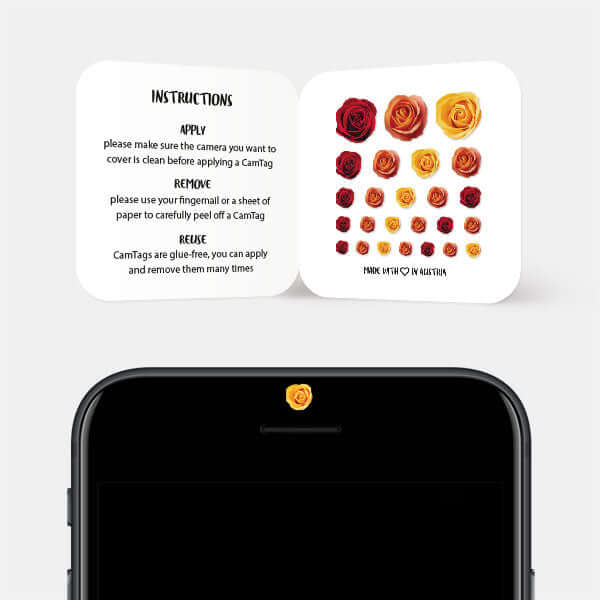 roses set camera privacy stickers for smartphone selfie lens — Roses Set CamTag