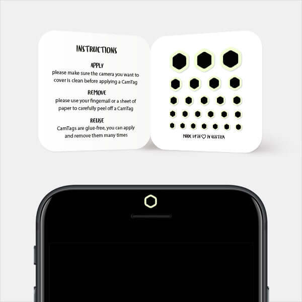 geometric hexagon camera privacy sticker for smartphone front lens — luminescent day Hexagon CamTag
