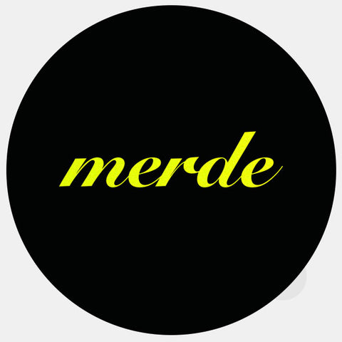 neon yellow "merde" reusable macbook sticker tabtag