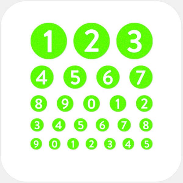 Neon Green Numbers Set Reusable Webcam Cover set with multiple sizes for phones laptops tablets and desktops | CamTag