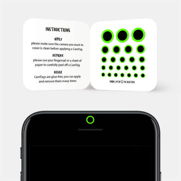 camera cover for smartphone selfie lens — neon green Ring CamTag