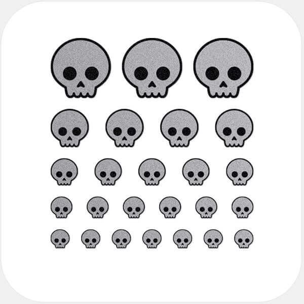 reusable camera blocker sticker set with 25 pieces in multiple sizes for phones laptops tablets and desktops – spacegray Skull CamTag