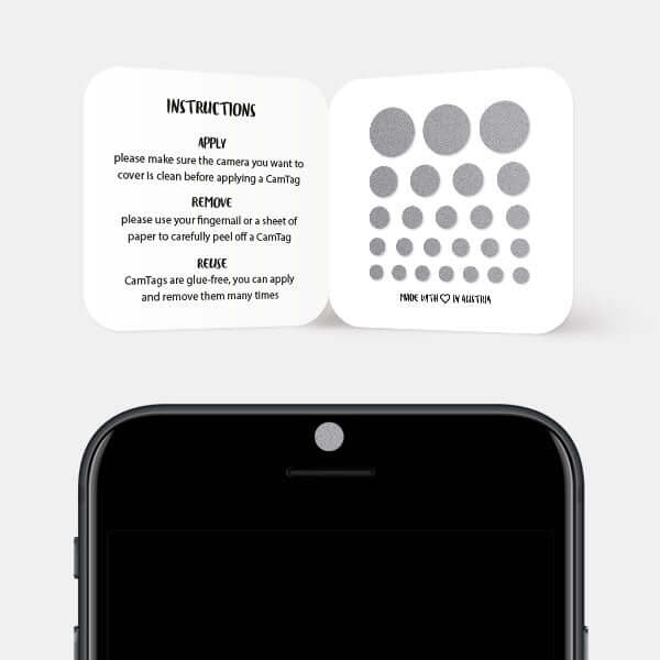 Reusable Webcam Cover blocking smartphone front camera privacy — spacegray Solid Color CamTag