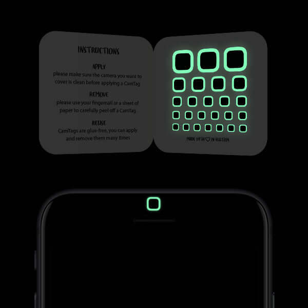 geometric camera privacy sticker for smartphone front lens — luminescent night Square CamTag