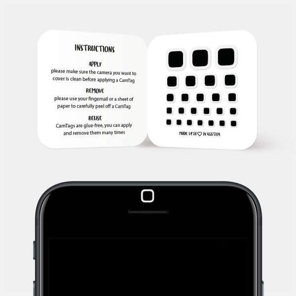 geometric camera privacy sticker for smartphone front lens — black Square CamTag