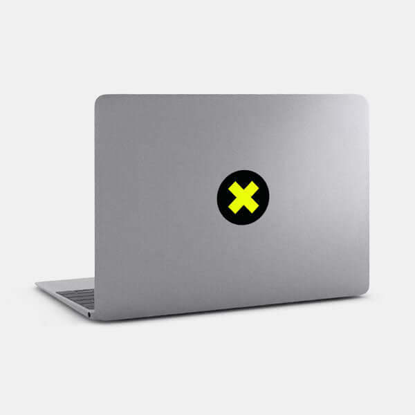 neon yellow x reusable macbook sticker tabtag on a laptop