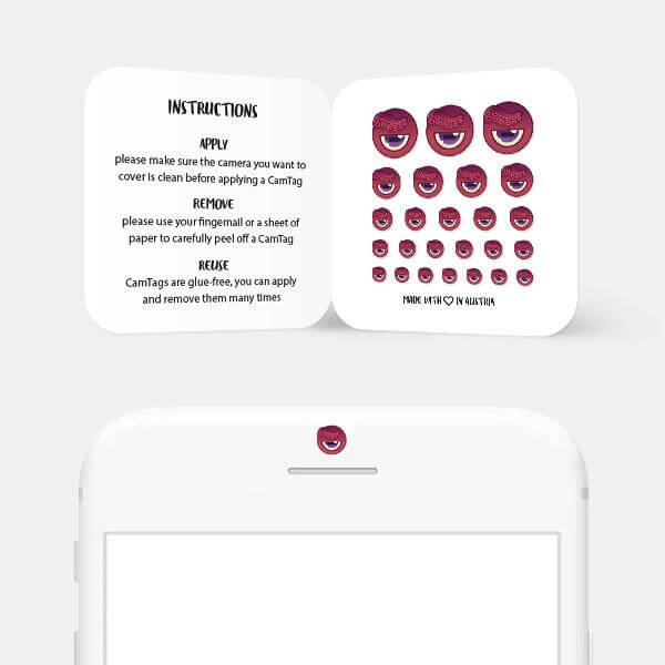 reusable webcam privacy sticker in use on smartphone camera for digital privacy – Alien