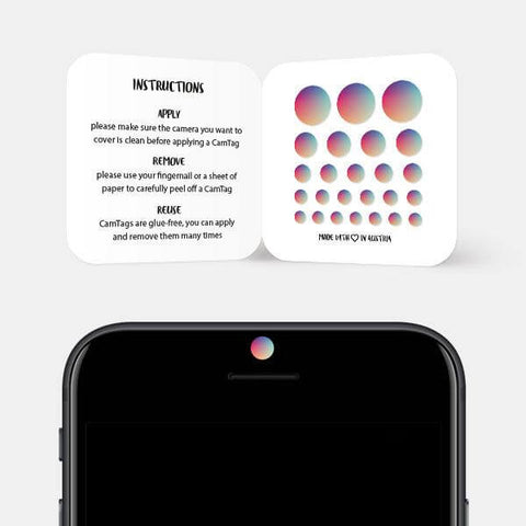 colorful gradient reusable privacy sticker CamTag on phone