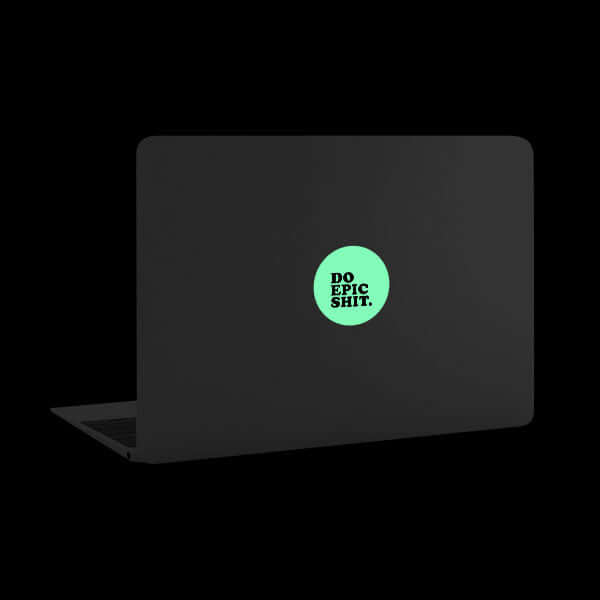 luminescent night Do Epic Shit reusable macbook sticker tabtag on a laptop