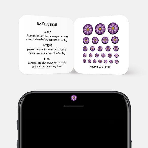 floral privacy sticker for smartphone front camera protection — Flower CamTag