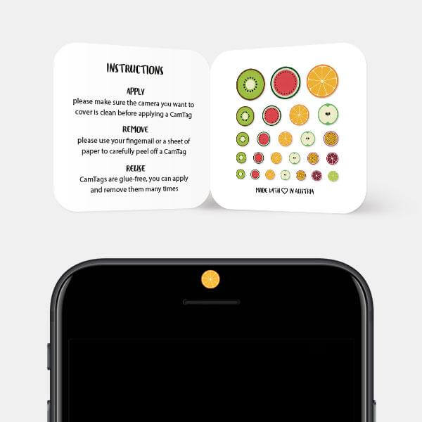 fruit pattern privacy cover for smartphone front-facing lens — Fruit Set CamTag