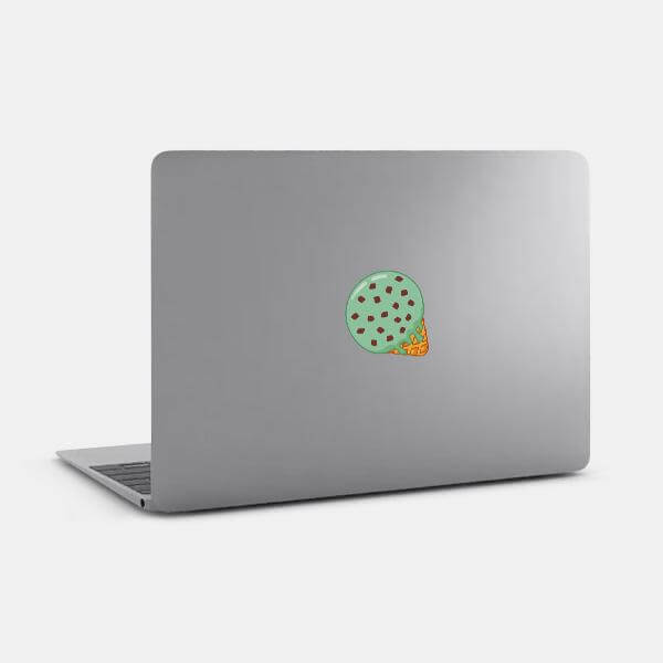 mint ice cream reusable macbook sticker tabtag on a laptop
