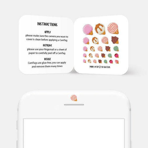 food "ice cream set" reusable privacy sticker sets CamTag on phone