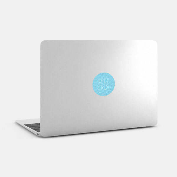 multicolor Keep Calm reusable macbook sticker tabtag on a laptop