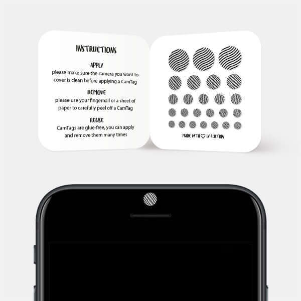 artistic webcam privacy sticker for smartphone selfie lens — silver Curved Line Pattern CamTag