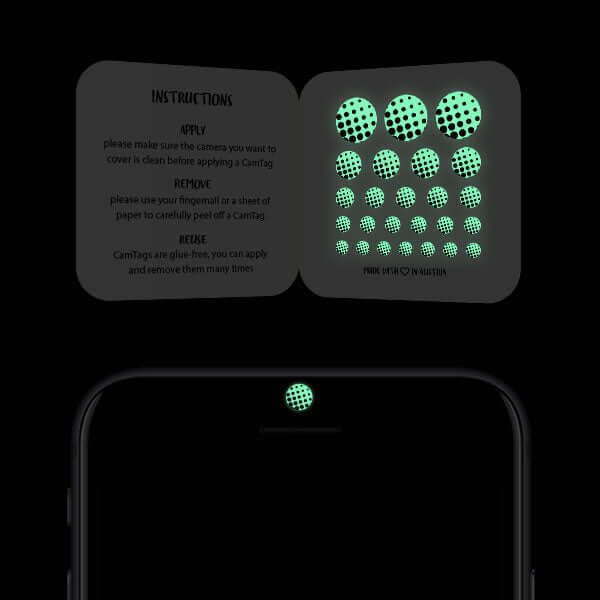 privacy cover for smartphone front camera — luminescent night Dot Pattern 1 CamTag