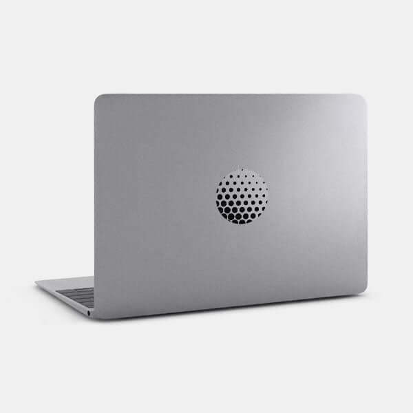 spacegray dot pattern 1 reusable macbook sticker tabtag on a laptop