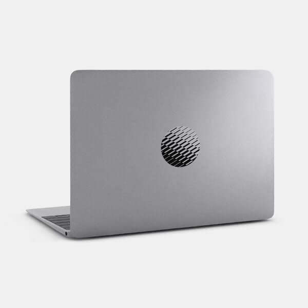 spacegray line pattern 2 reusable macbook sticker tabtag on a laptop
