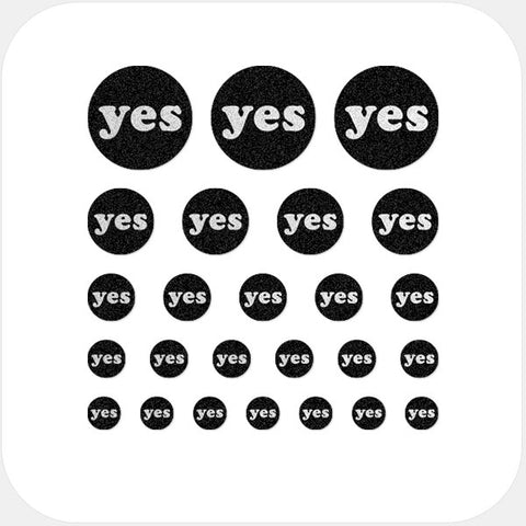 silver "Yes" reusable privacy sticker set CamTag