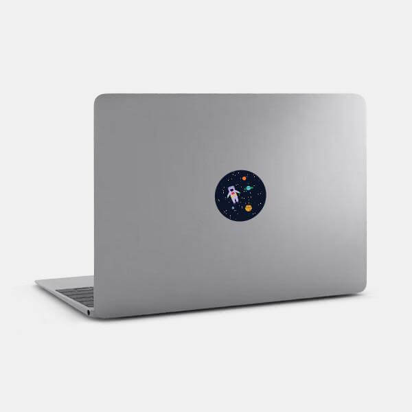 multicolor get lost in space reusable macbook sticker tabtag on a laptop