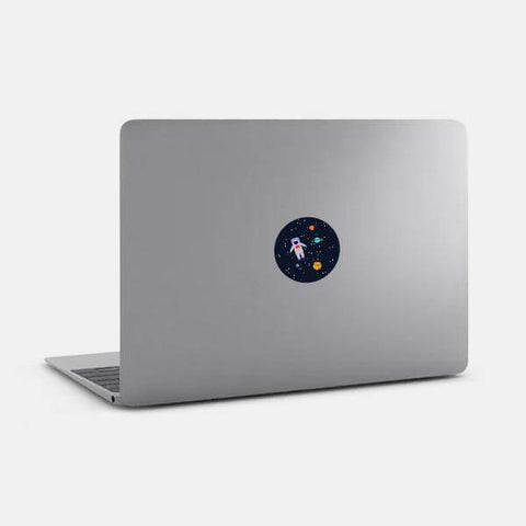 color "get lost in space" reusable macbook sticker tabtag on a mac