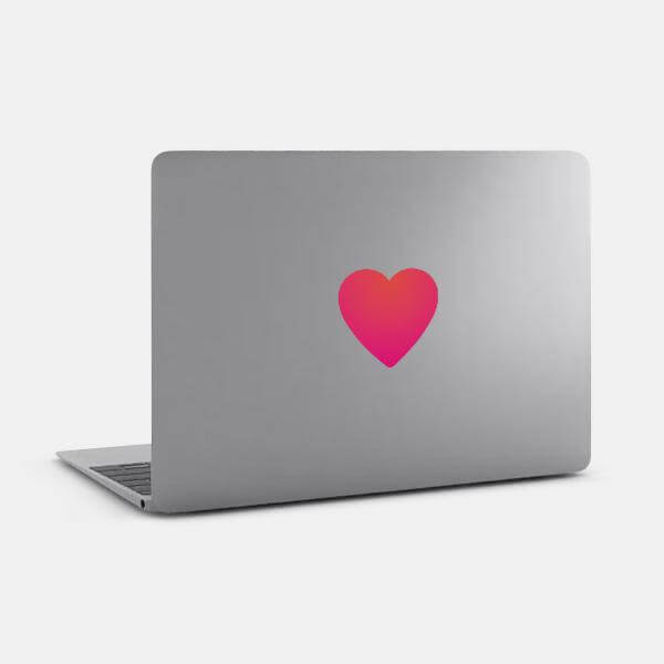 heart reusable macbook sticker tabtag on a laptop