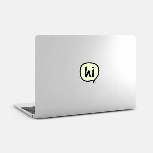 luminescent day hi reusable macbook sticker tabtag on a laptop on sale