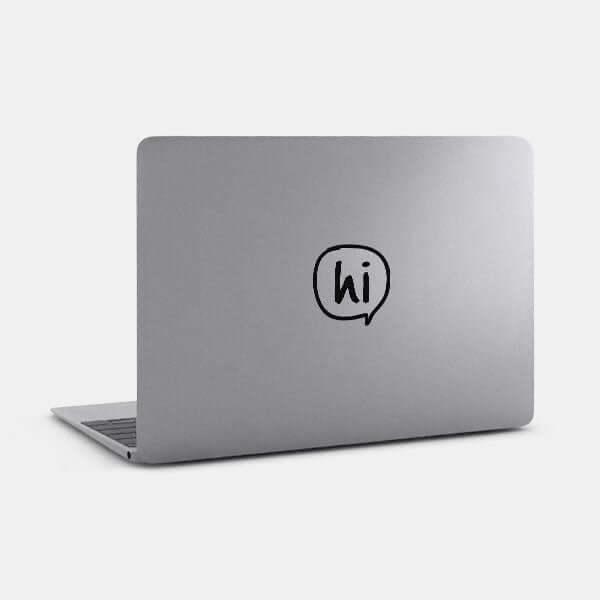 spacegray speech bubble hi reusable macbook sticker tabtag on a laptop on sale