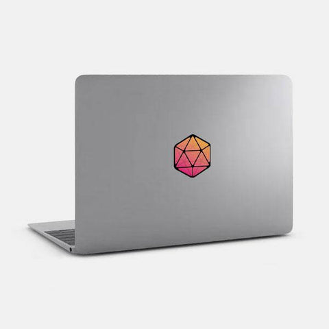 colorful icosahedron tabtag reusable macbook sticker tabtag on a laptop