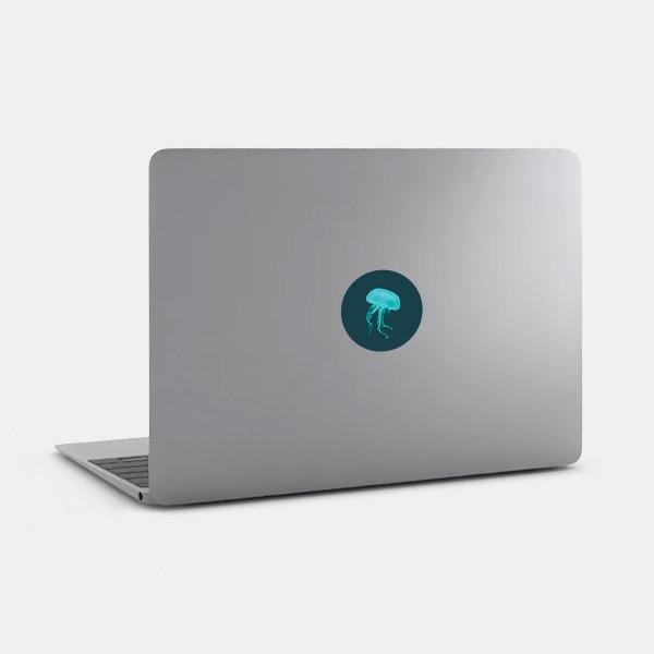 jellyfish reusable macbook sticker tabtag on a laptop