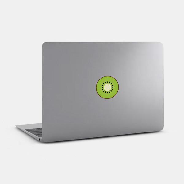 kiwi reusable macbook sticker tabtag on a laptop