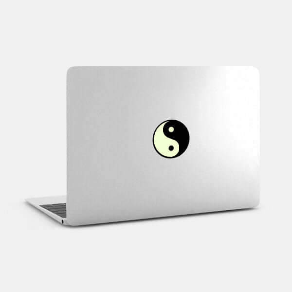 Luminescent Day Yin & Yang Reusable MacBook Sticker applied to a MacBook | TabTag