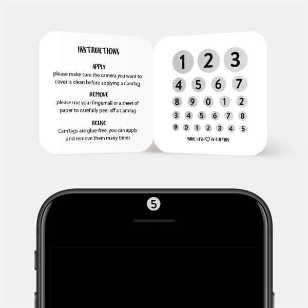 numbers themed camera blocker set for smartphone selfie lens — silver Numbers Set CamTag
