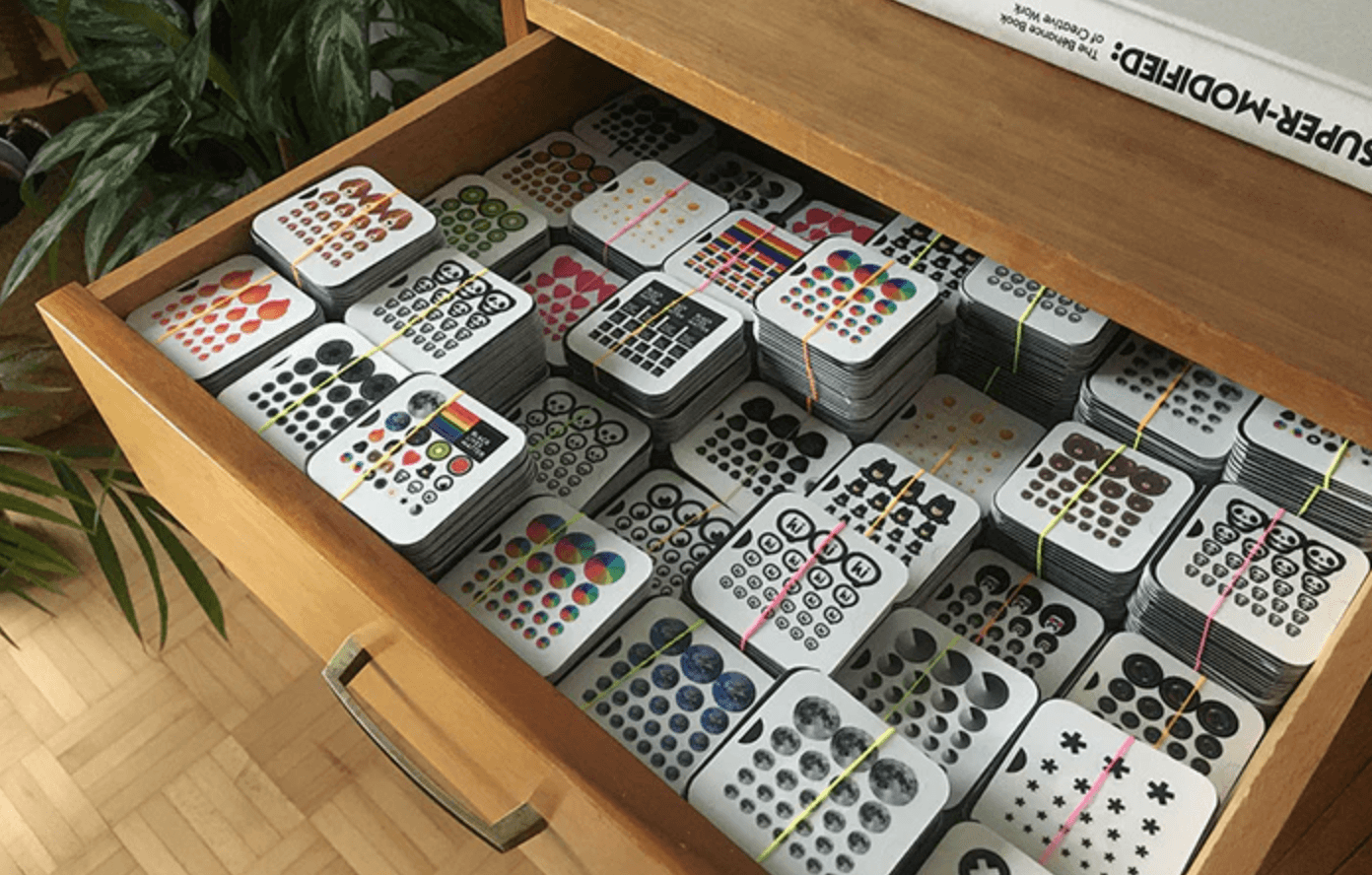 My living room drawer packed with CamTag glue-free privacy stickers