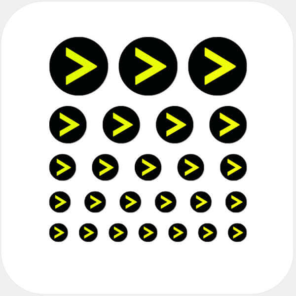 neon yellow "angle brackets" reusable privacy sticker set CamTag