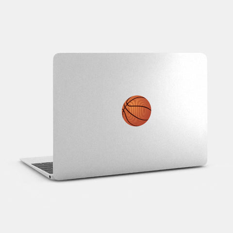 colorful "Basketball" reusable macbook sticker tabtag on a mac