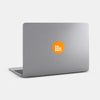 neon orange "DoEpicShit" reusable macbook sticker tabtag on a laptop