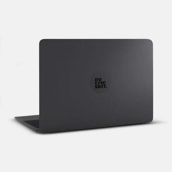 spaceblack Do Epic Shit reusable macbook sticker tabtag on a laptop