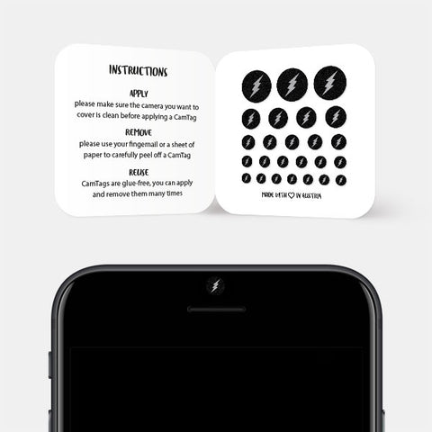 spacegray "Flash" reusable privacy sticker CamTag on phone