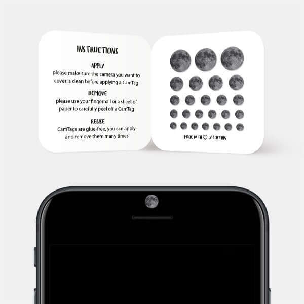 full moon themed camera privacy sticker for smartphone front camera — spacegray Full Moon CamTag