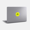 neon yellow "Good Enough" reusable macbook sticker tabtag on a laptop